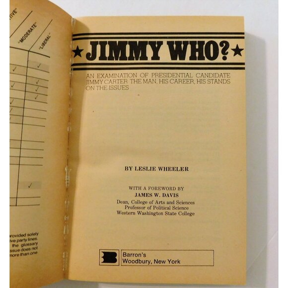 Jimmy Who by Leslie Wheeler 1976 President Jimmy Carter Paperback - Picture 4 of 6
